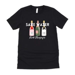 Save Water Drink Champagne Black Tshirt